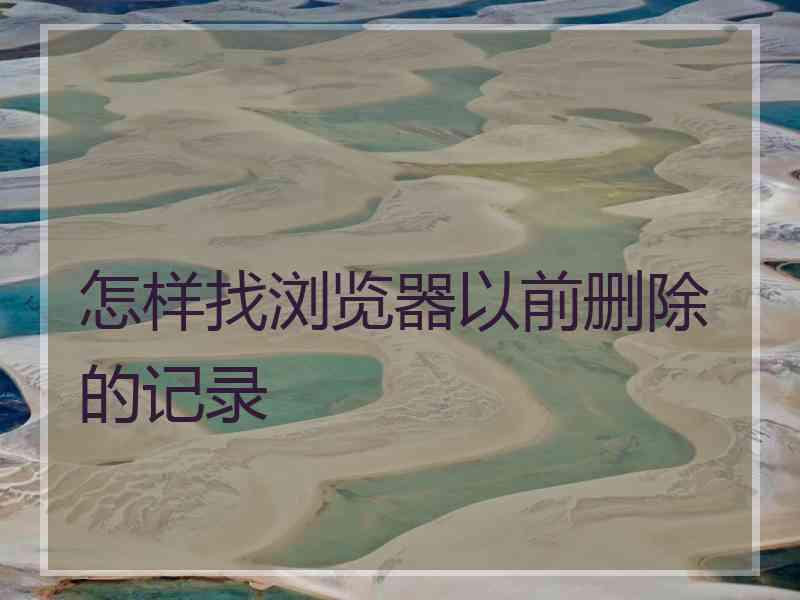 怎样找浏览器以前删除的记录